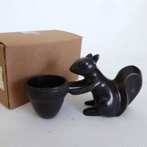NEW CRATE & BARREL BRAND BRASS SQUIRREL HOLDING ACORN VOTIVE TEA LIGHT HOLDER